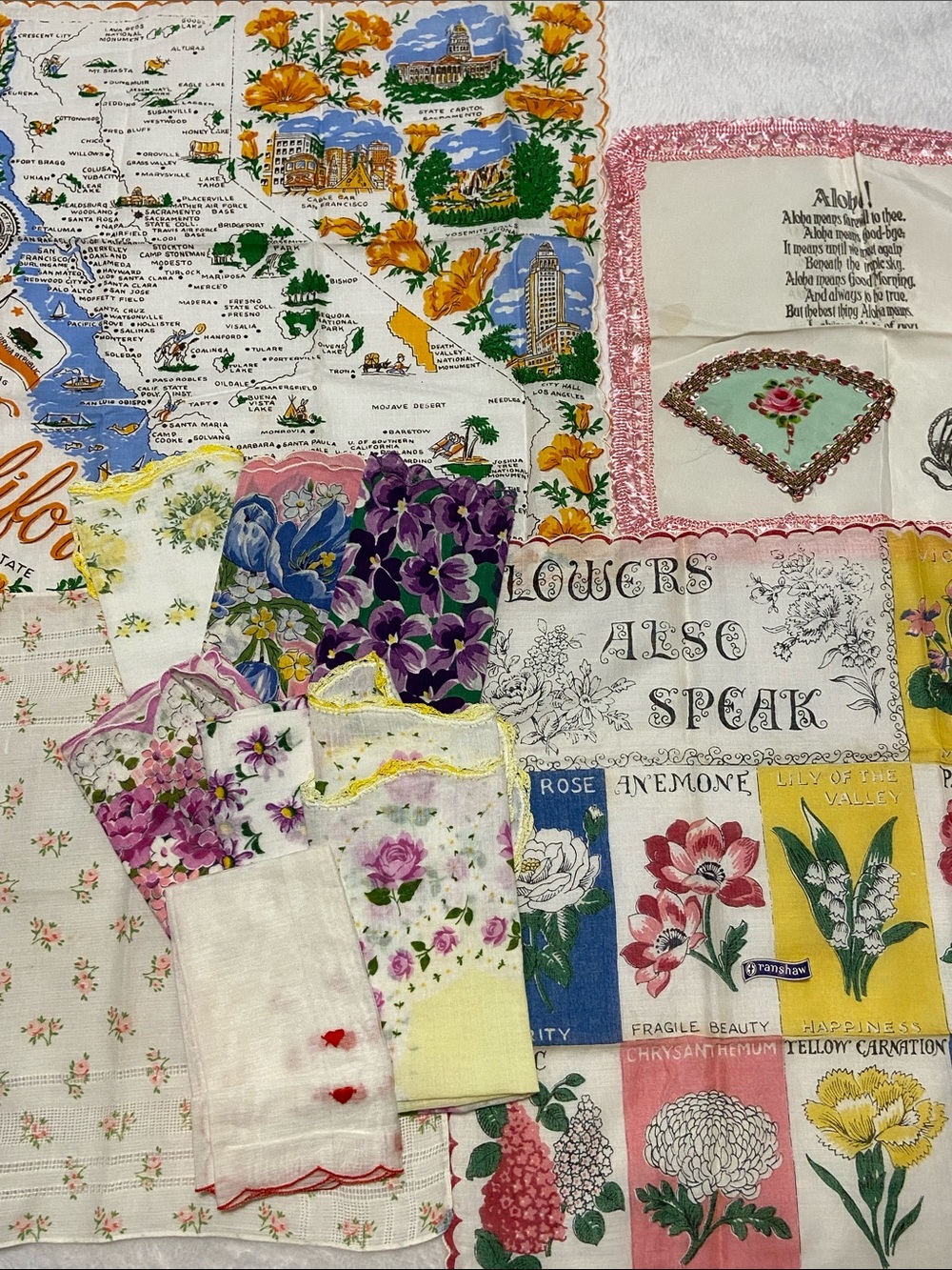 Vintage Floral Mixed Cotton Handkerchief lot